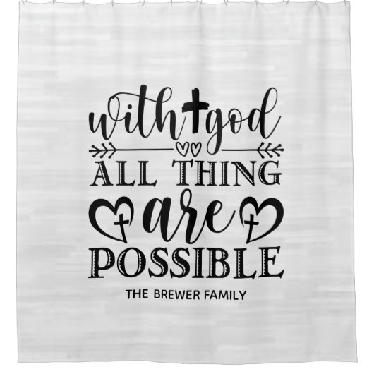 Met God zijn alle dingen mogelijk Douchegordijn (Voorkant)