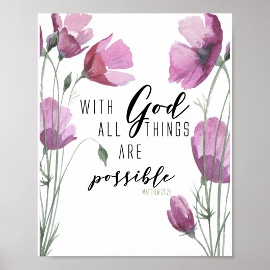 Met God zijn alle dingen mogelijk. Matthew 19:26 Poster (Voorkant)