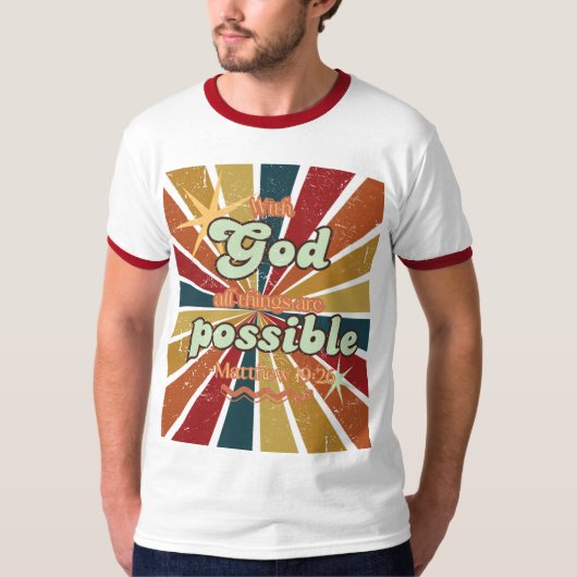 Met God zijn alle dingen mogelijk retro t-shirt un (Voorkant)