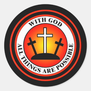 MET GOD ZIJN ALLE DINGEN MOGELIJK RONDE STICKER
