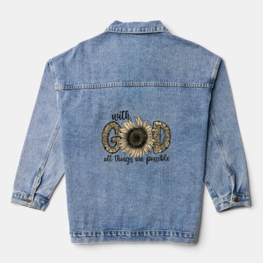 Met GOD zijn alle dingen mogelijk - Zonnebloem Denim Jacket (Achterkant)