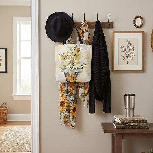 Met God Zonnebloemen en vlinder Draagtas