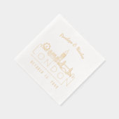 Met goud folie bedrukte Londense trouw servetten (Rechts)