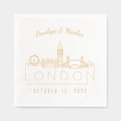 Met goud folie bedrukte Londense trouw servetten (Voorkant)