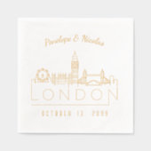 Met goud folie bedrukte Londense trouwservetten Folie Servetten (Voorkant)