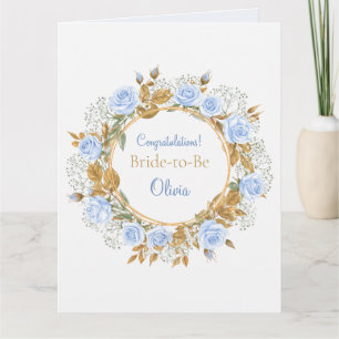 Met goud omhelsde blauwe roos bruiloft kaart