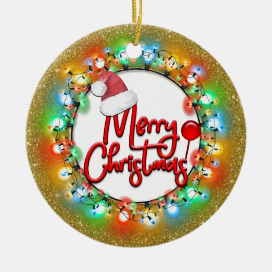 Met gouden kerstpannen keramisch ornament (Voorkant)