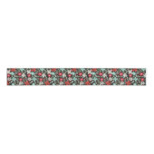 Met handbeschilderd Kerstmis Poinsettia Red White Grosgrain Lint (Voorkant)