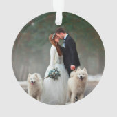 Met handgeschreven script Eerste Kerstbruiloft Fot Ornament (achterkant)