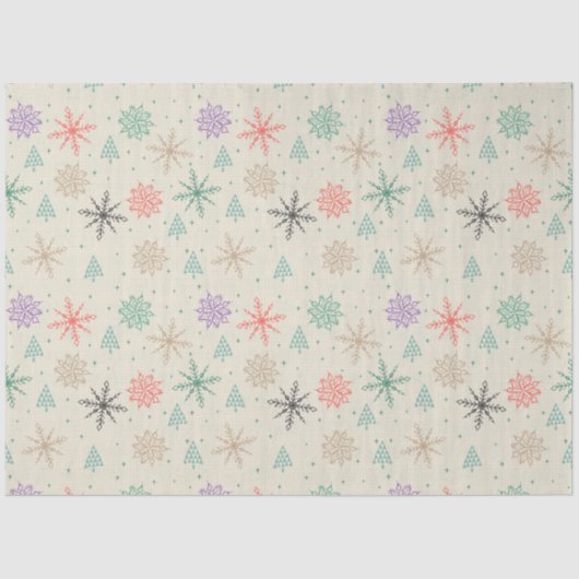 Met handgetekende Snowflakes kerstbomen Multicolor Tissuepapier (Voorkant)