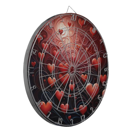 met hart doordrenkt dartbord (Voorkant Links)