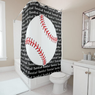 Met honkbal verhulde tekst Ontwerpgordijn Douchegordijn