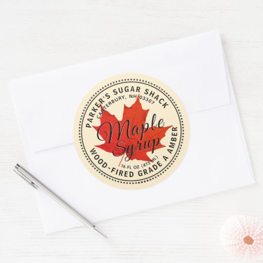 Met hout gestookte mansiroop etiket met rood mange (Envelop)