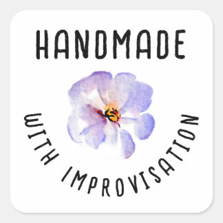Met Improvisatie Handgemaakte Blauwe Waterverf Blo Vierkante Sticker