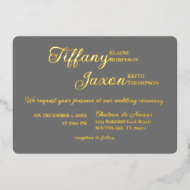Met in de hoofdrol Grey Wedding Real Folie Uitnodiging