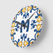 Met initiaal 💛 blauw 💙 geel Azulejos Ronde Klok (Hoek)