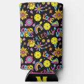 Met initiaal, Groovy, retro 90, zwarte Seltzer Ca (Voorkant)