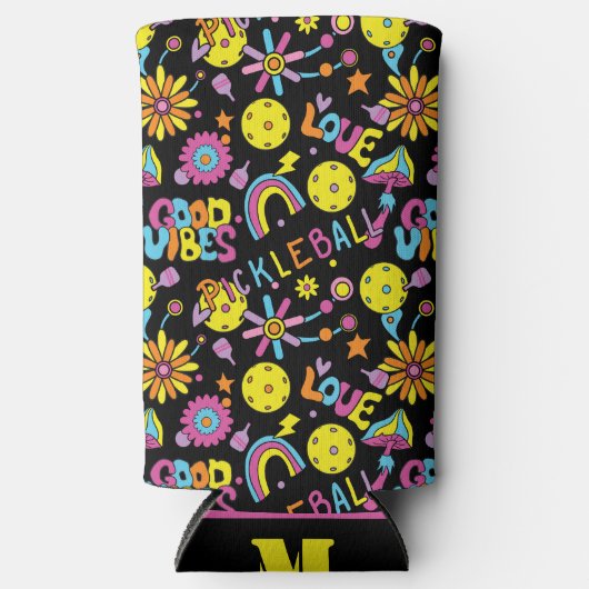 Met initiaal, Groovy, retro 90, zwarte Seltzer Ca (Voorkant)
