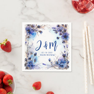 💍Met initialen Korenbloemen en Lavendel Elegantie Servet