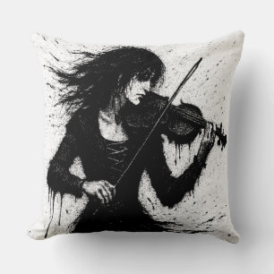 Met inkt geboren violist in de storm van geluid kussen