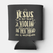 Met Jezus in haar hart een viool in haar hand Blikjeskoeler (Achterkant)