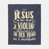 Met Jezus in haar hart een viool in haar hand Fleece Deken (Voorkant)