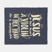 Met Jezus in haar hart een viool in haar hand Fleece Deken (Voorkant (Horizontaal))