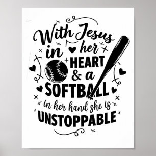 Met Jezus in haar hart en een softbal is ze onst Poster