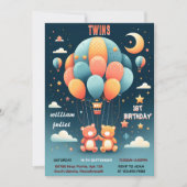 Met joint beer Hete Luchtballon Twins 1e Verjaarda Kaart (Voorkant)