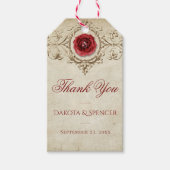 met juwelen getooid Roos |  Crimson Grunge Bedankt Cadeaulabel (Voorkant)