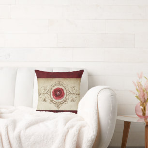 met juwelen getooid Roos    Crimson Red Gem Grunge Kussen