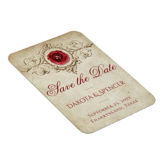 met juwelen getooid Roos | Crimson Red Save the D Magneet (Rechterzijde)