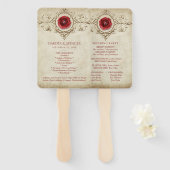 met juwelen getooid Roos |  Grunge Crimson Red-pro Handwaaier (Voorkant en achterkant)