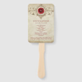 met juwelen getooid Roos |  Grunge Crimson Red-pro Handwaaier (Voorkant)