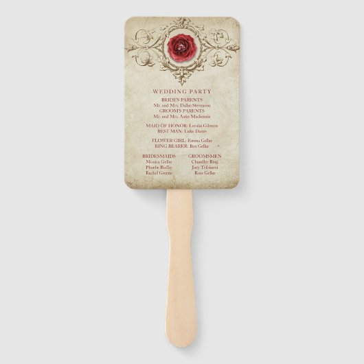 met juwelen getooid Roos | Grunge Crimson Red-pro Handwaaier (Achterkant)