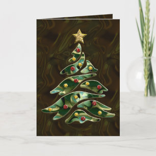 Met juwelen getooide Kerstboom Feestdagen Kaart