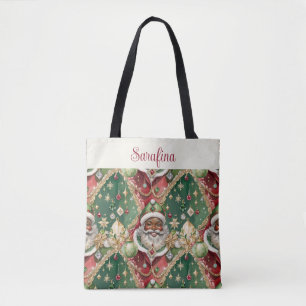 Met juwelen versierde Zwarte Kerstman Vintage Kers Draagtas
