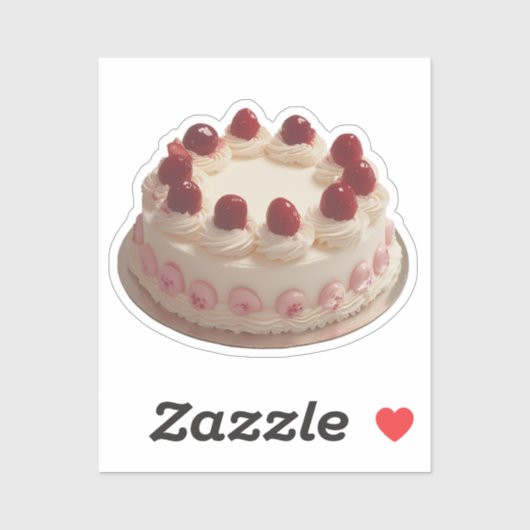met kersen bedekte slagroomcake sticker (Vel)