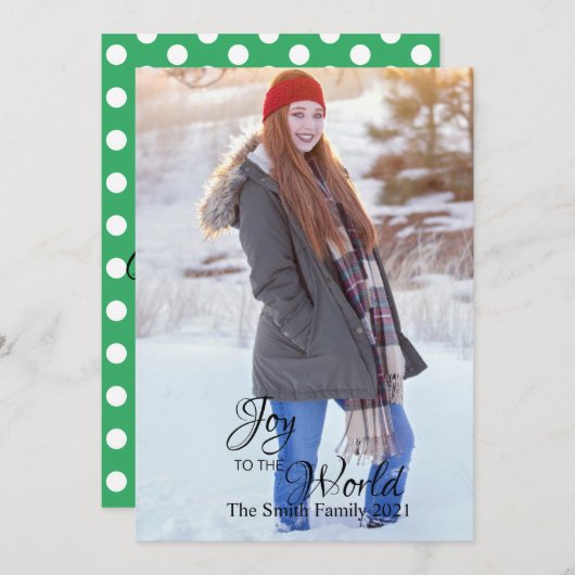  met kerst en groene polaire dot terug feestdagenkaart (Voorkant / Achterkant)