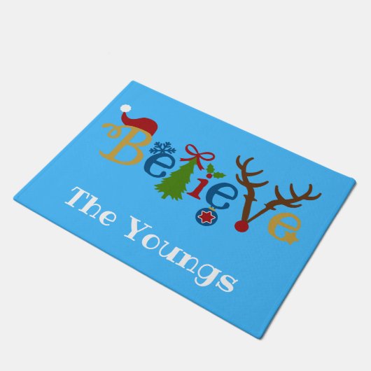 Met kerst gewaardeerde Welkom Mat met geloof (Schuin)