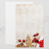 Met kerstmis behandelde items op een Rustige Woode Briefpapier (Voorkant / Achterkant)