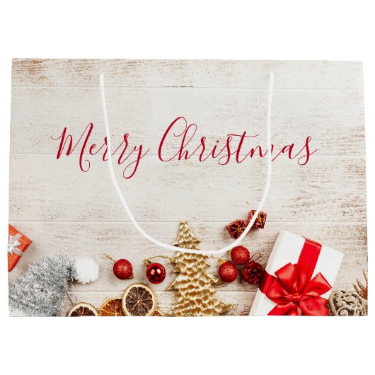 Met kerstmis behandelde items op een Rustige Woode Groot Cadeauzakje (Achterkant)