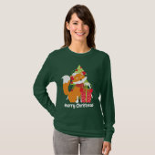 Met kerstmis Fox en boom kunt u een bericht toevoe T-shirt (Voorkant volledig)