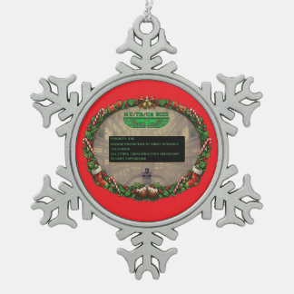 Met Kerstmis kan iedereen je horen juichen! Tin Sneeuwvlok Ornament