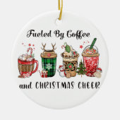 Met koffie en kerstmis keramisch ornament (Voorkant)