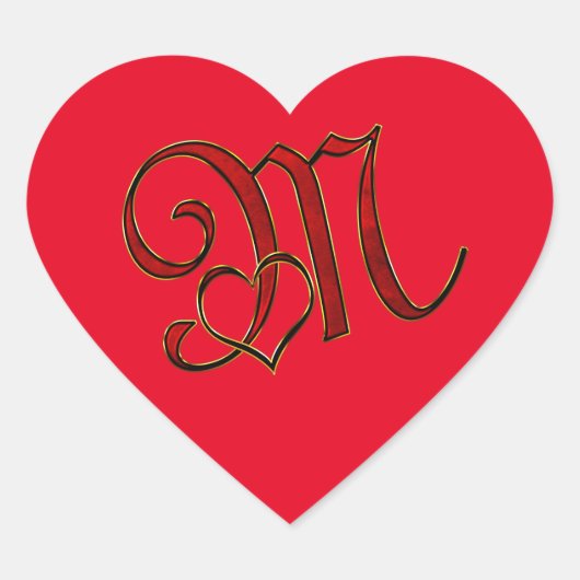 met letter m hart sticker (Voorkant)