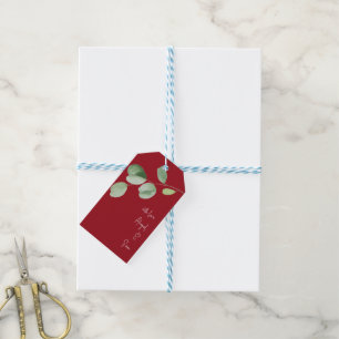 Met liefde, aangepaste namen Eucalyptus Red Weddin Cadeaulabel