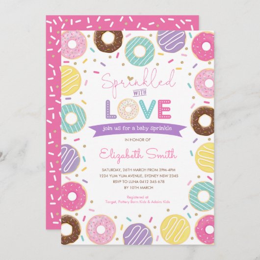 Met liefde besproeid | Donut-Baby shower Kaart (Voorkant / Achterkant)