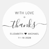 Met liefde bruiloft dank u ronde sticker (Voorkant)