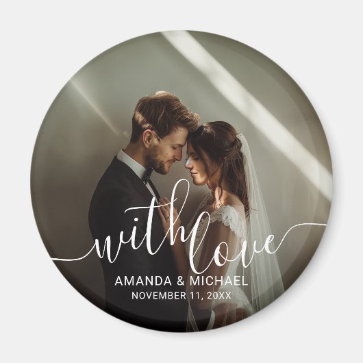 'Met Liefde' Custom Photo Wedding Favoriet Magneet (Voorkant)